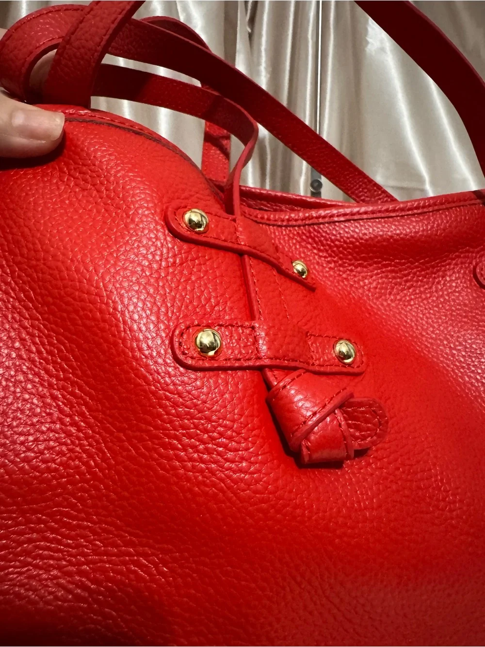 Laggo Siena  Red Pebbled Tote with Tassel Accent
